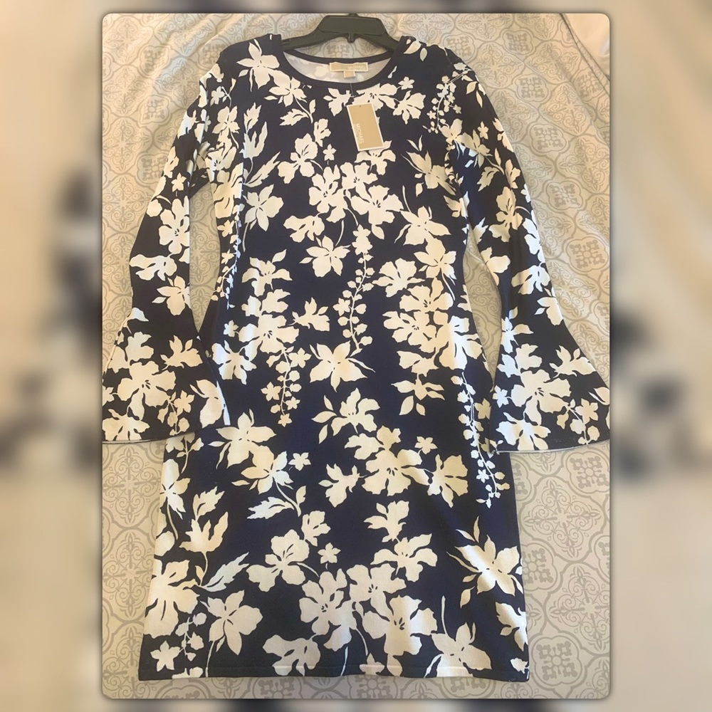 Michael Kors Bell Sleeve Navy Dress